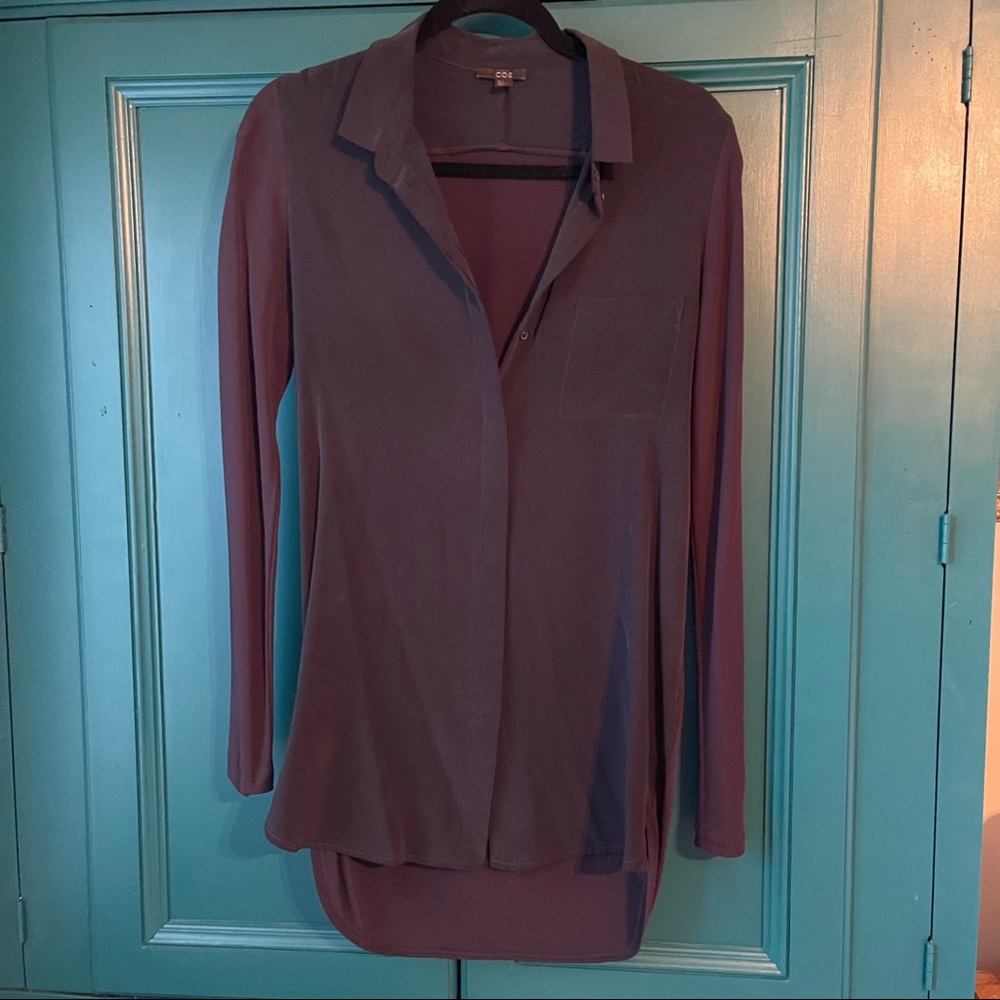 COS Silk Front Shirt Dress Black Button Down Sz S – Minimalist Luxe